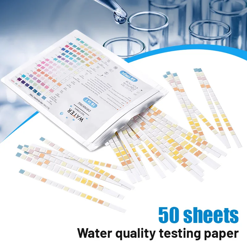 50 strisce di prova PH carta per test della qualità dell'acqua 16 in 1 strisce reattive PH per acidità del cloro per cosmetici del terreno SPA piscina acquario