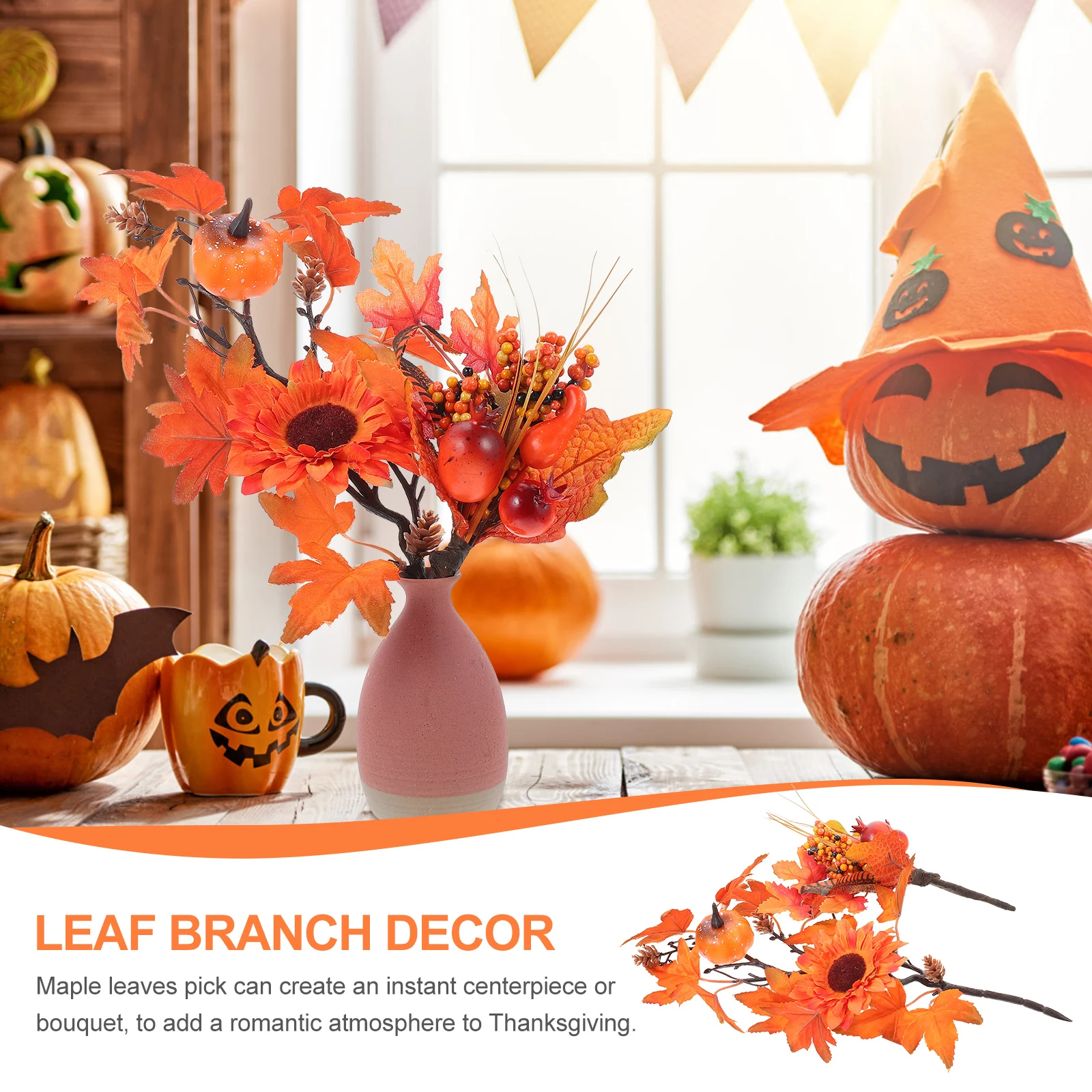 

Decorations Simulation Decorative Branch Set Thanksgiving Autumn Pale Leaves Garland