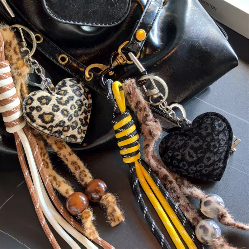 Ladies' Bag Pendants Leopard Accessories Multifunctional High-quality Keychains Personalized Fashionable Retro Heart Sweet Bag