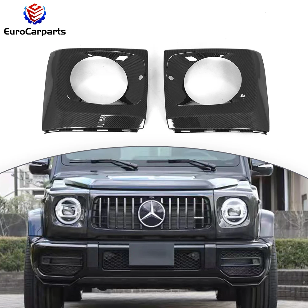 

G Class W464 W463A Head Lights Cover Dry Carbon Fiber JCW Style Car Accessories 2019 Year Up Head Lamp Cover