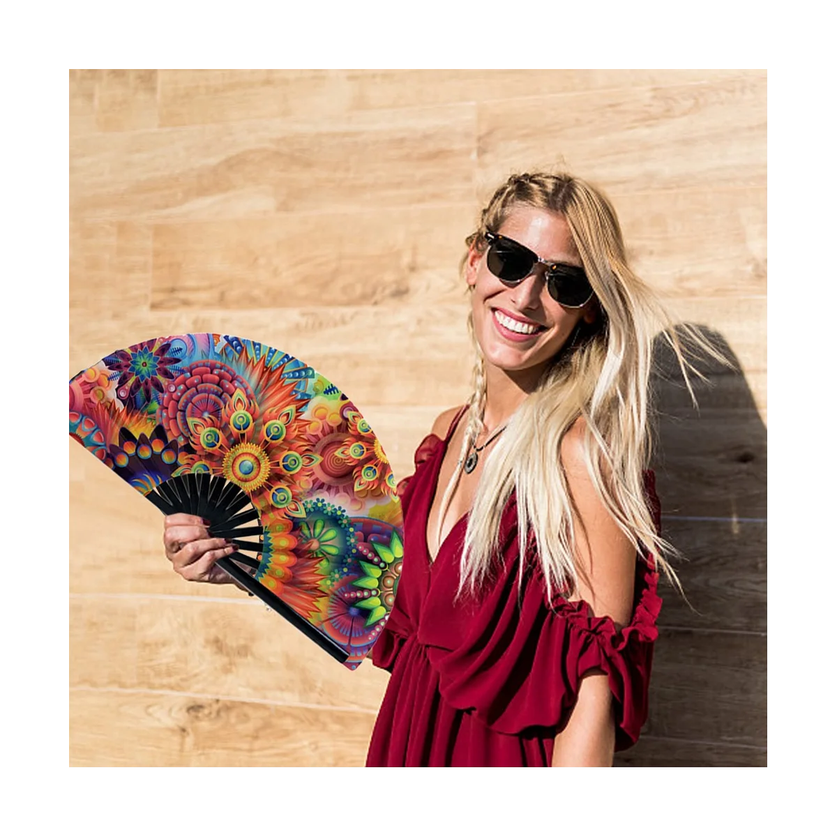 Folding Fan Handheld Nylon Cloth Foldable Hand Fan Chinese Fan Festival Decoration Craft Party Favors