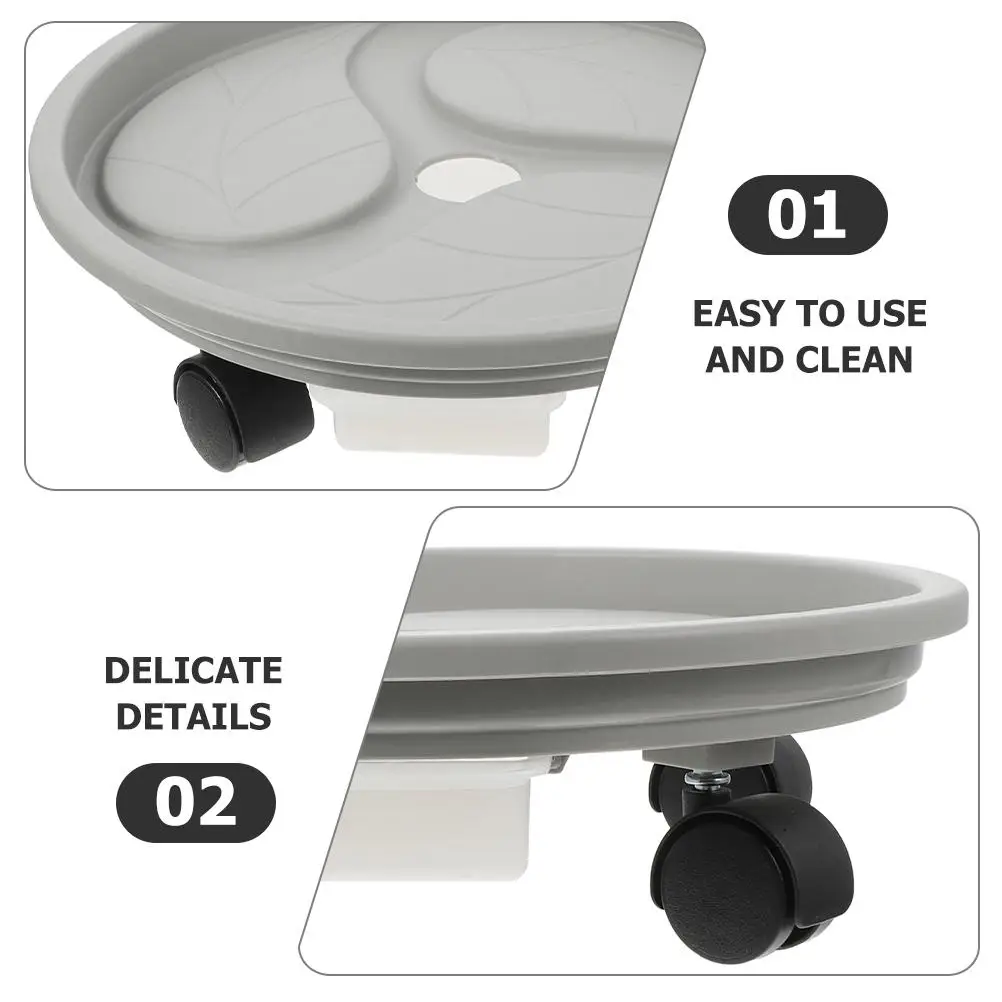 4# Round Plastic Flower Pot Tray With Wheels Water Container Rolling Plant Dolly Planter Coaster Potted Mover Low Base Heavy - Image 3