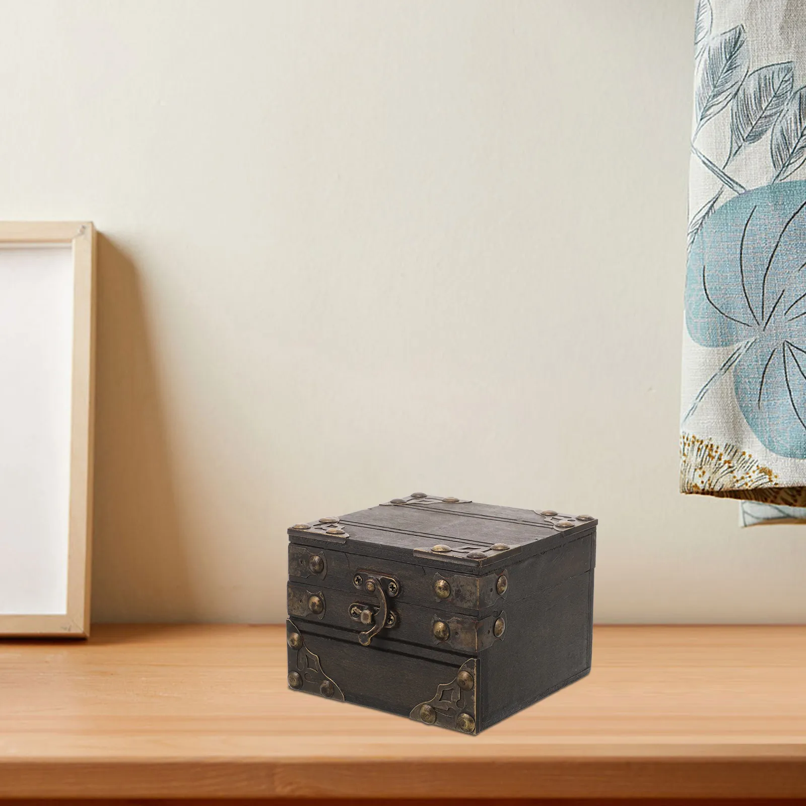 

Vintage Wooden Jewelry Storage Case Organizer Trinket Box For Rings Earrings Retro Home Desktop Use Wood Storage Box For