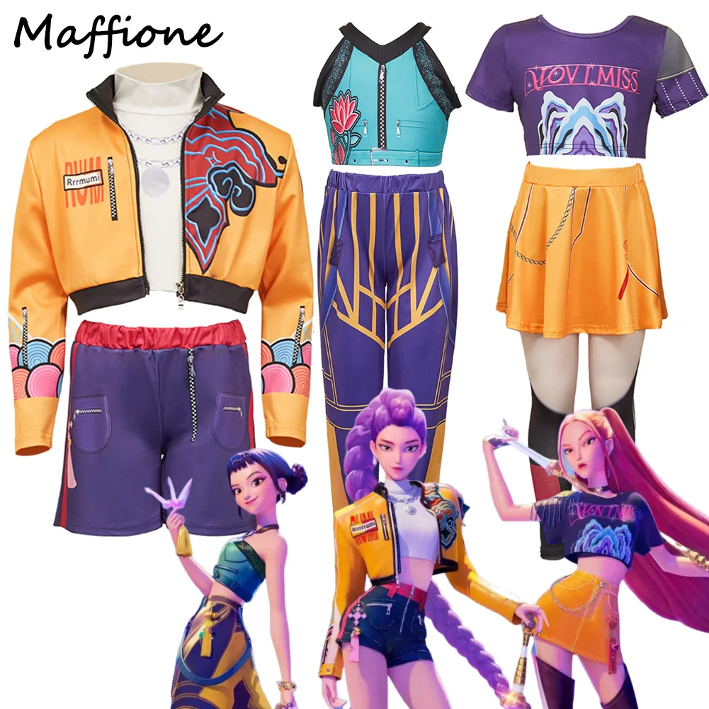 

Children Rumi Zoey Mira Cosplay Demon Hunter Of Kpop Costume Kids Child Girls Roleplay Casual Clothing Halloween Carnival Suits