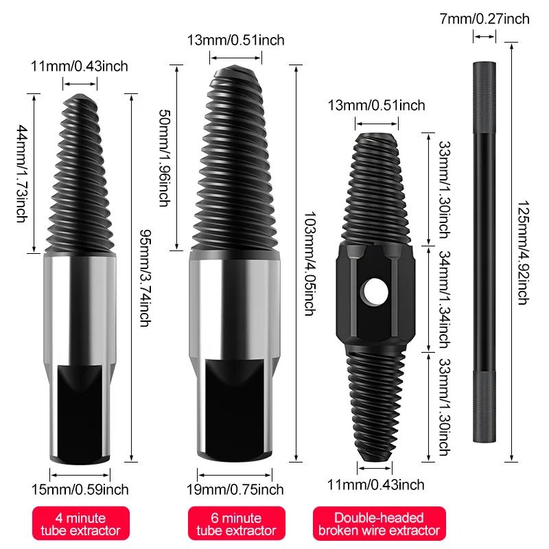 LIDIAO-Herramienta de reparación de tornillos, juego de brocas extractoras de tornillos dañados, grifos de reparación de roscas, para tubos de 1/2 y