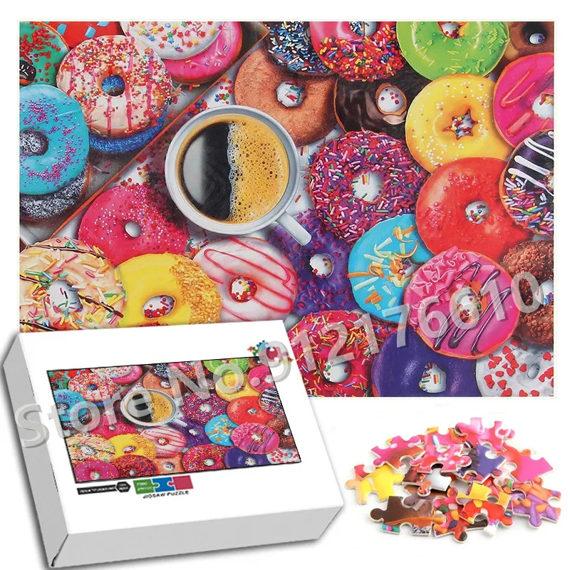 Colorful Donuts Cake Dessert Jigsaw Puzzle 300/500/1000 Pieces Kitchen Decor Foods Diy Puzzle Decompress Educational Toys Gifts