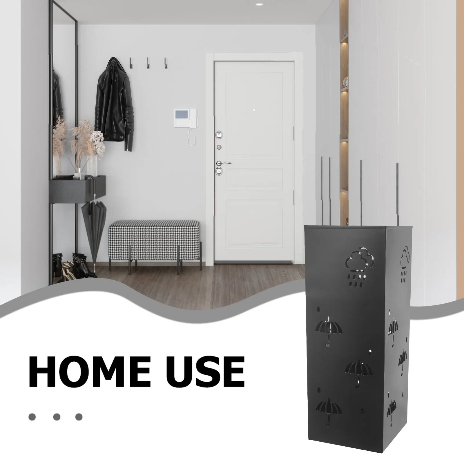 

Подставка для ведра для зонта, квадратная бытовая железная полка, стеллаж для хранения для прихожей, металлический держатель для зонтов большой емкости