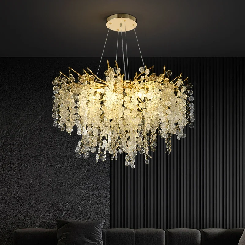 Branch-shaped American luxury crystal ceiling chandelier modern glossy living room indoor bedroom hall tree-shaped chandelier