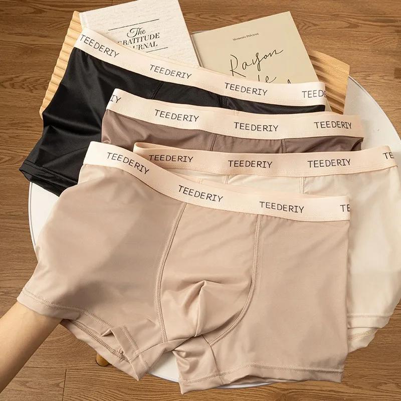 

4Pcs Men's Ice Silk Boxers Big Size Underwear Bare Sensation Invisible Breathable High Elasticity Comfortable