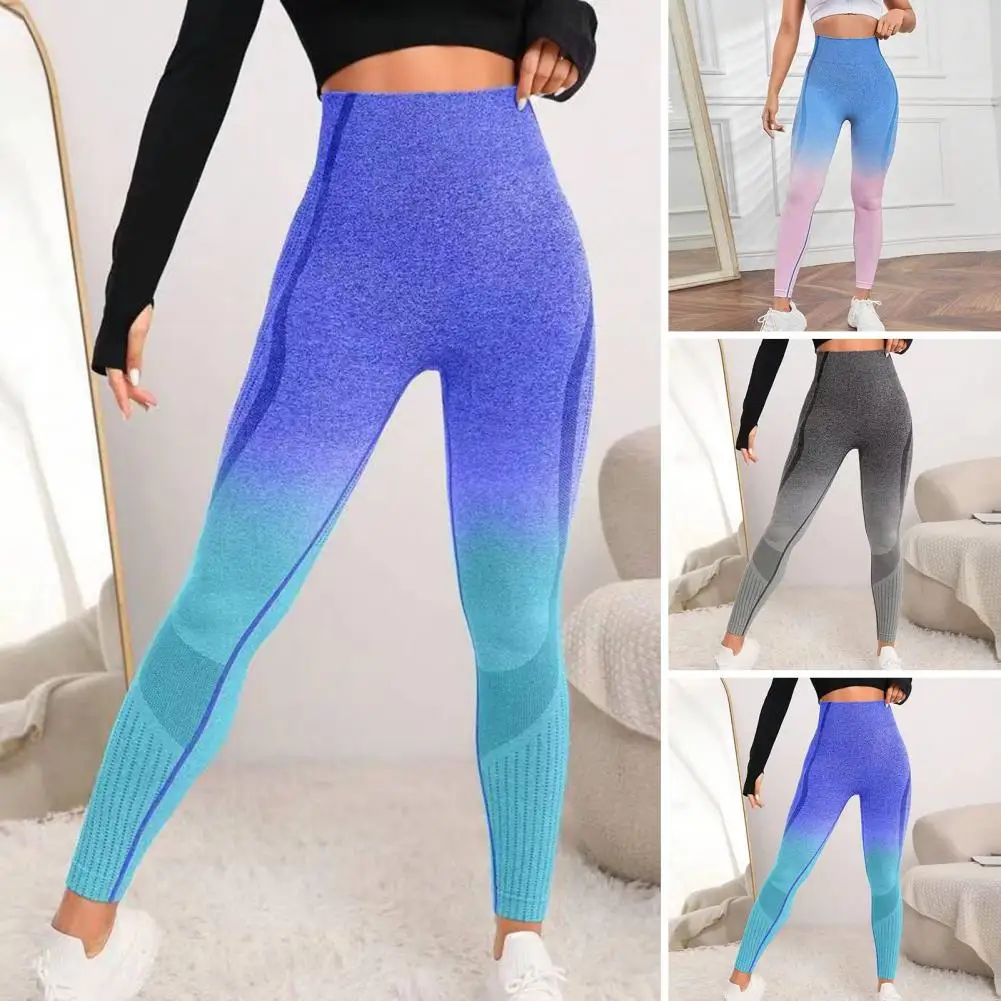 Leggings da donna Leggings da Yoga senza cuciture a vita alta sfumati controllo della pancia bottino Push Up Yoga pantaloni Skinny