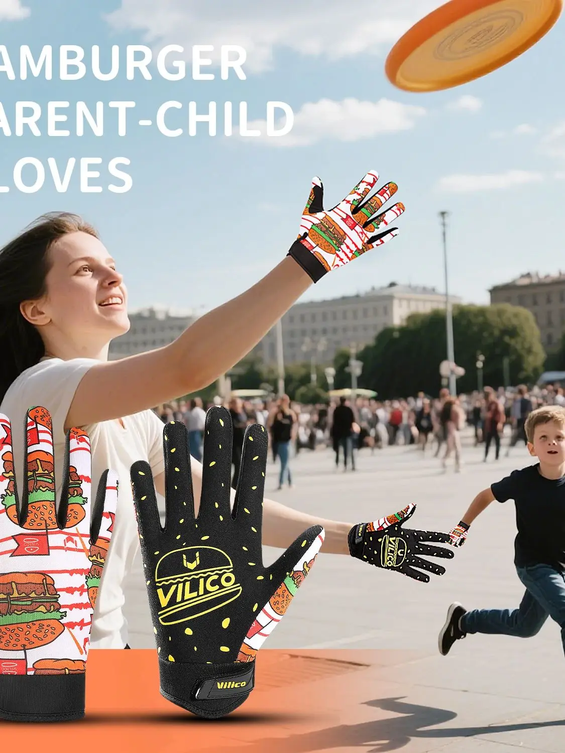 AliExpress Kyncilor 1 pair of parent-child fun graffiti burger sports cycling gloves, non slip, shock-absorbing, wear-resistant, breathable cycling