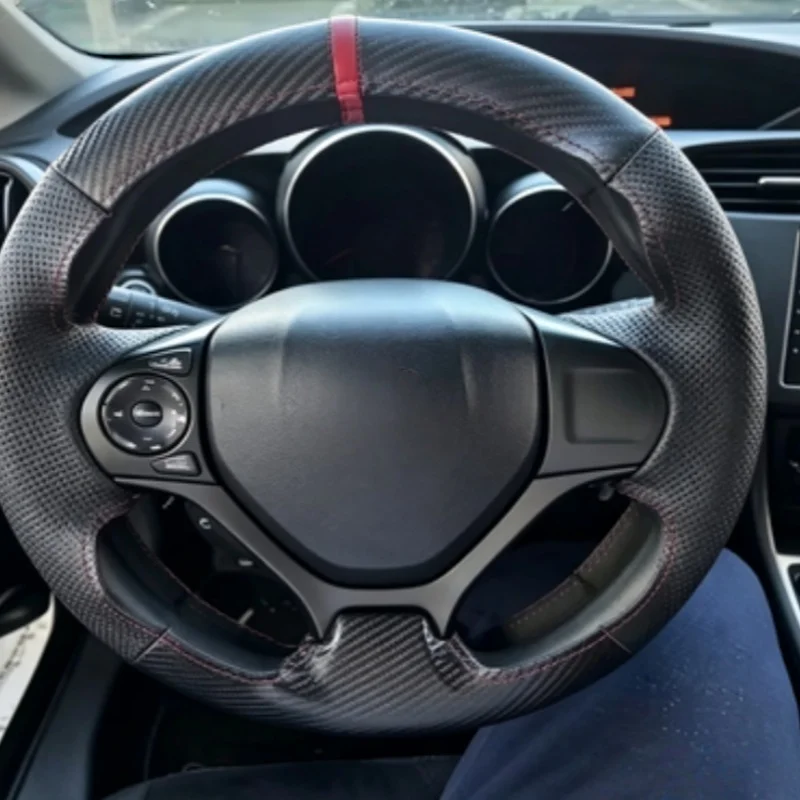 Custom Anti-slip Braid Artificial Leather Civic 9 2012 2013 2014 2015 Car Accessories Car Steering Wheel Cover For Honda Civic