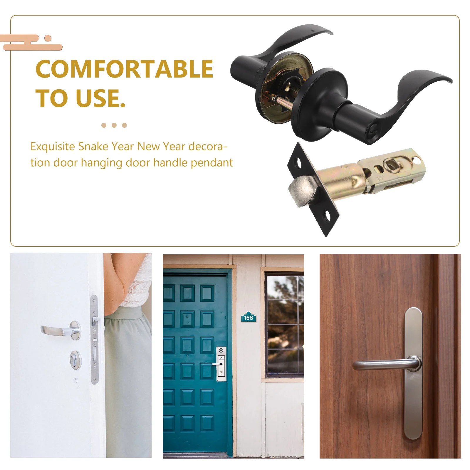 

Black Matte Wave Door H Lock Bedroom Bathroom Living Room Silent Lever Privacy Knobs Entrance Reversible Hardware