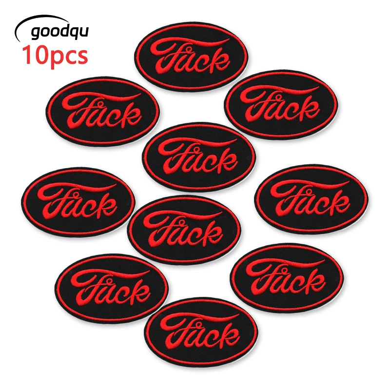 10pcs Red Black Letters Lot Patches For Clothing With Iron On Embroidered Parches Mochila Jeans Sewing Fabric Pack Jackets Diy