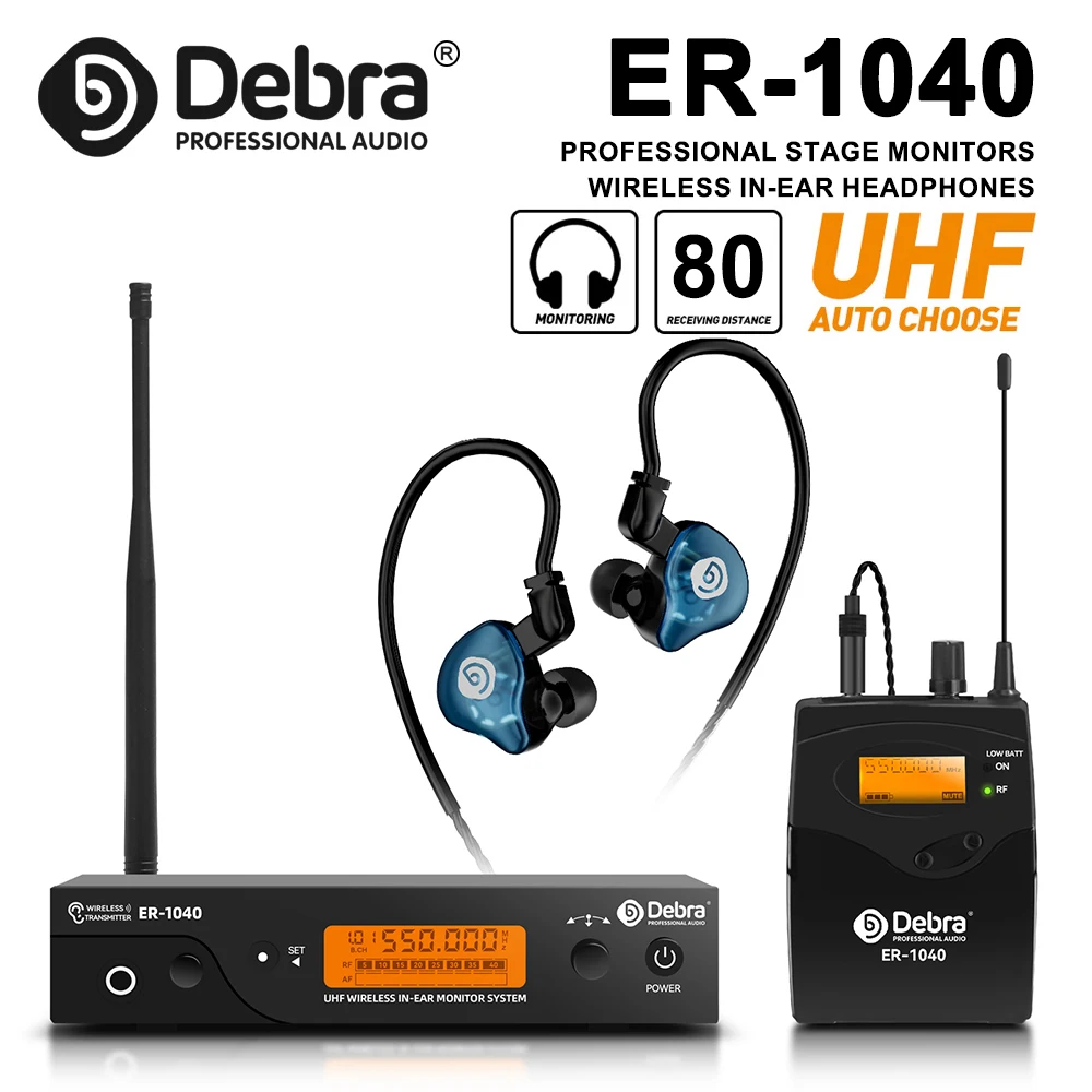 

Беспроводная система мониторинга Debra ER-1040 Professional In-Ear Monitor, диапазон передачи UHF до 80 метров, предназначена для использования в церквях.