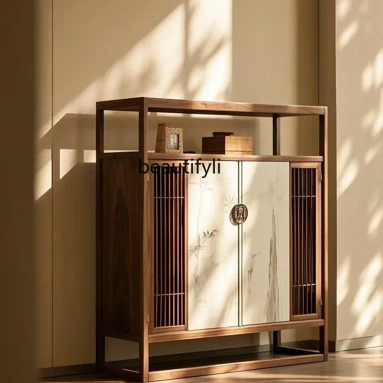 

ss8350 New Chinese style dining side cabinet entrance locker chest cabinet Zen Song Dynasty style aesthetics