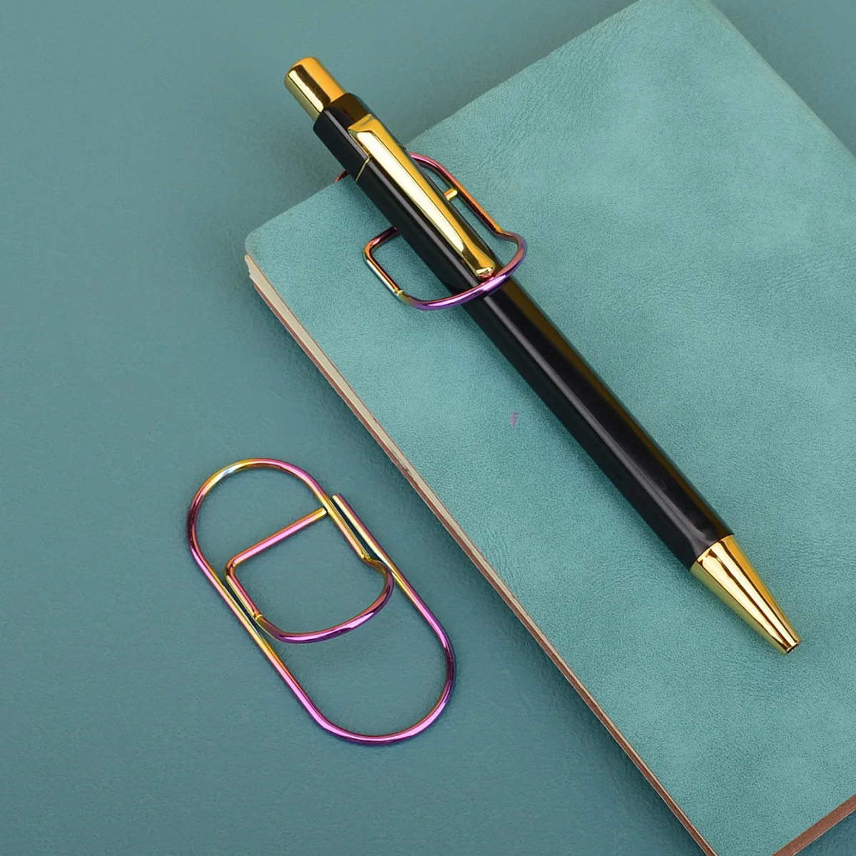 Multicolor Metal Writing Pen Clip - Creative Multifunctional Portable Notebook Accessory Office School Stationery Organizer Clip