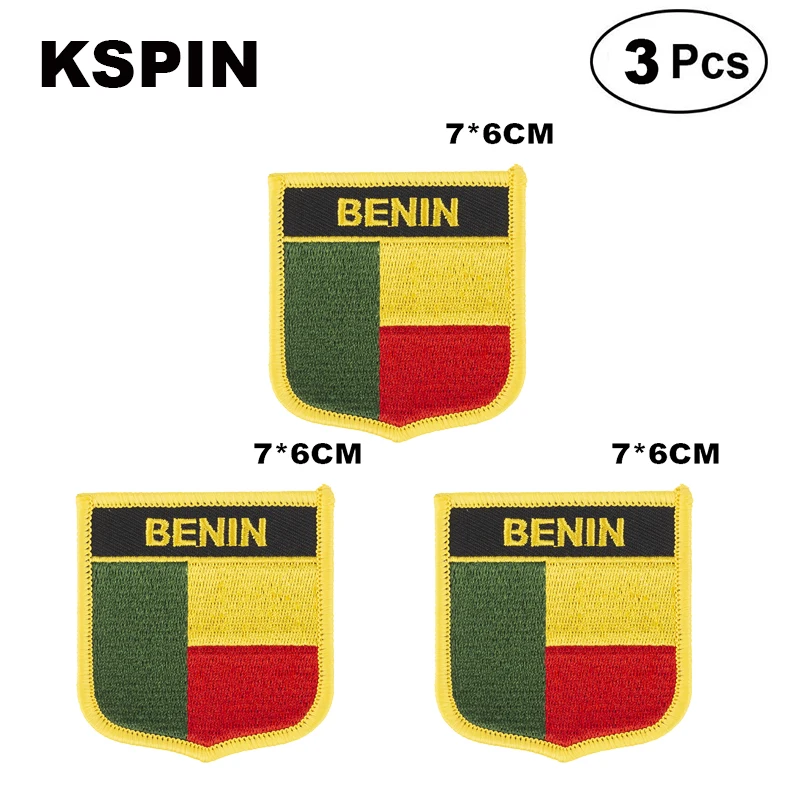 Benin Shiled Shape flag patches national flag patches for Cothing DIY Decoration