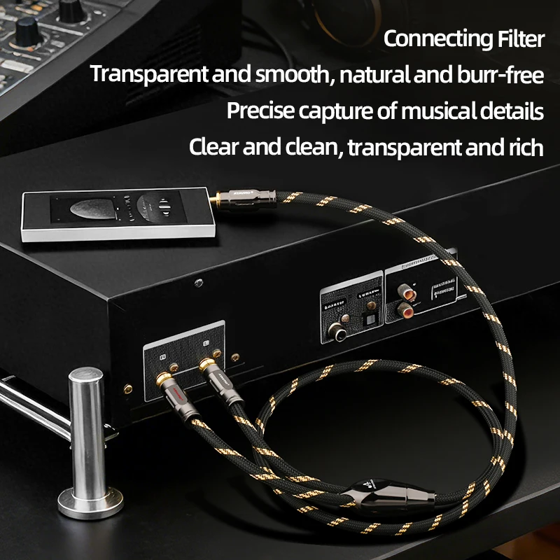 Kabel audio HiFi 4.4mm na 2RCA, podwójnie ekranowany, z czystej miedzi, rozdzielacz Y, kabel audio 4.4 na RCA do wzmacniacza, DVD, komputera — zdjęcie produktu 4