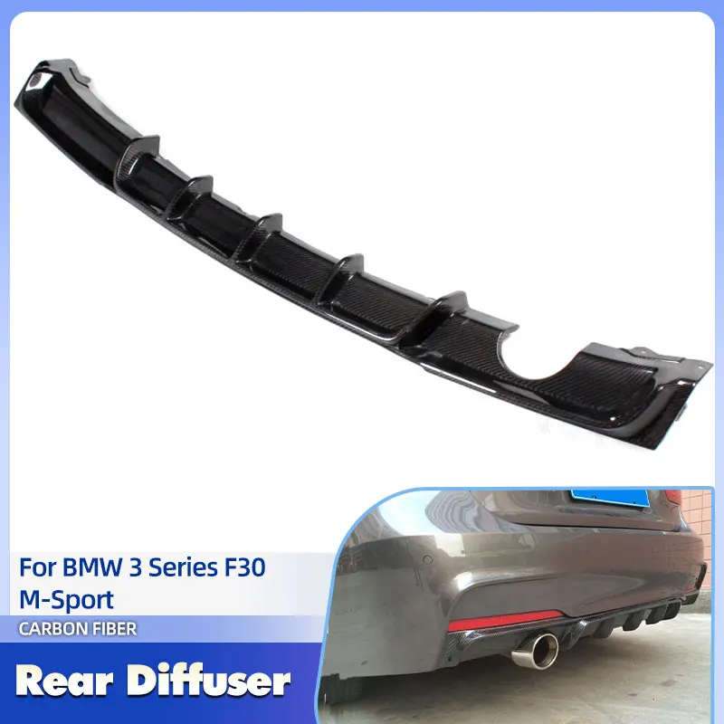

Car Rear Bumper Diffuser Lip Spoiler Carbon Fiber for BMW 3 Series F30 M-Sport 2012-2017 1 Exhaust 1 Outlet Rear Lip Body Kit