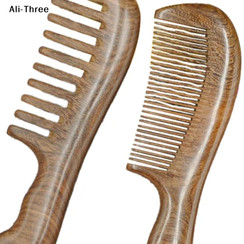 Natural Sandalwood Hair Combs Anti-Static Wooden Comb Massager Long Wide Tooth Detangle Sandalwood Comb Hair Care Household Gift