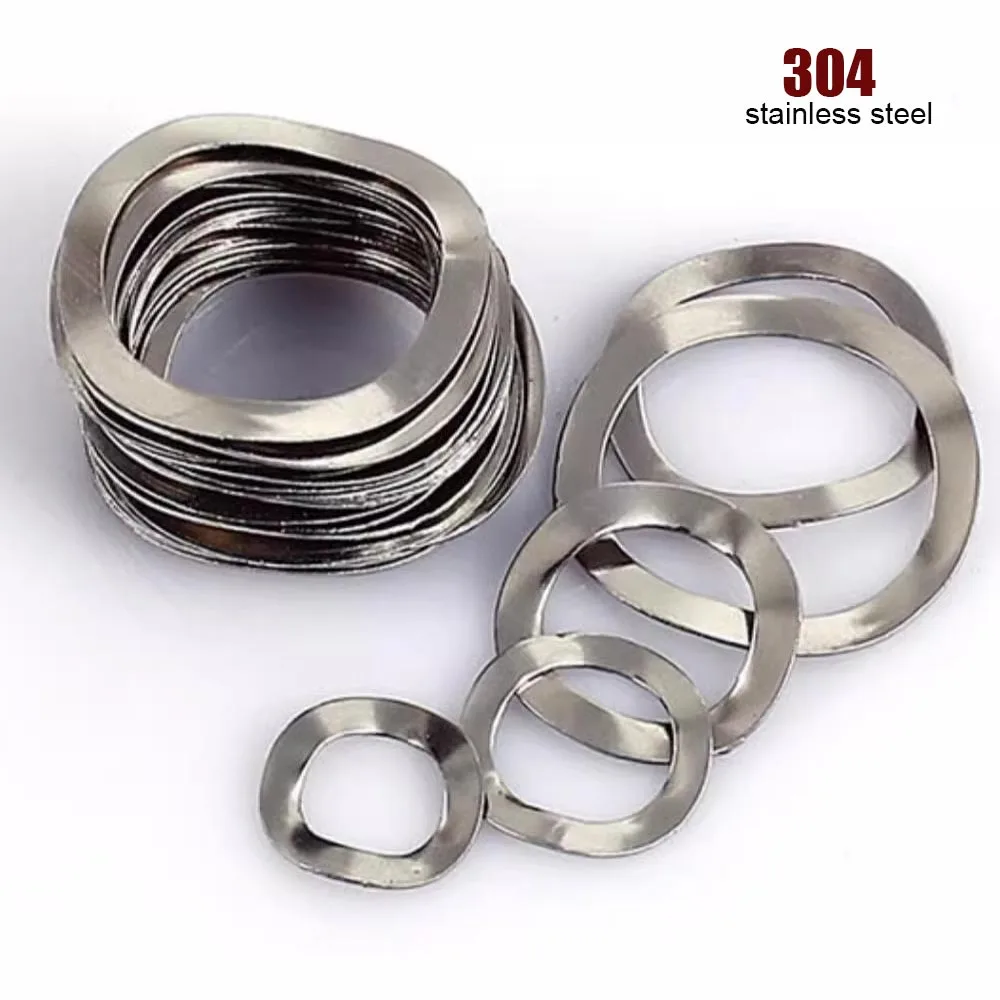 50pcs M3 M4 M5 M6 M8 M10 M12 M16 M19 M21 M25 304 Stainless Steel Three Wave Crest Type Spring Washer Gasket for Bearing Shafts