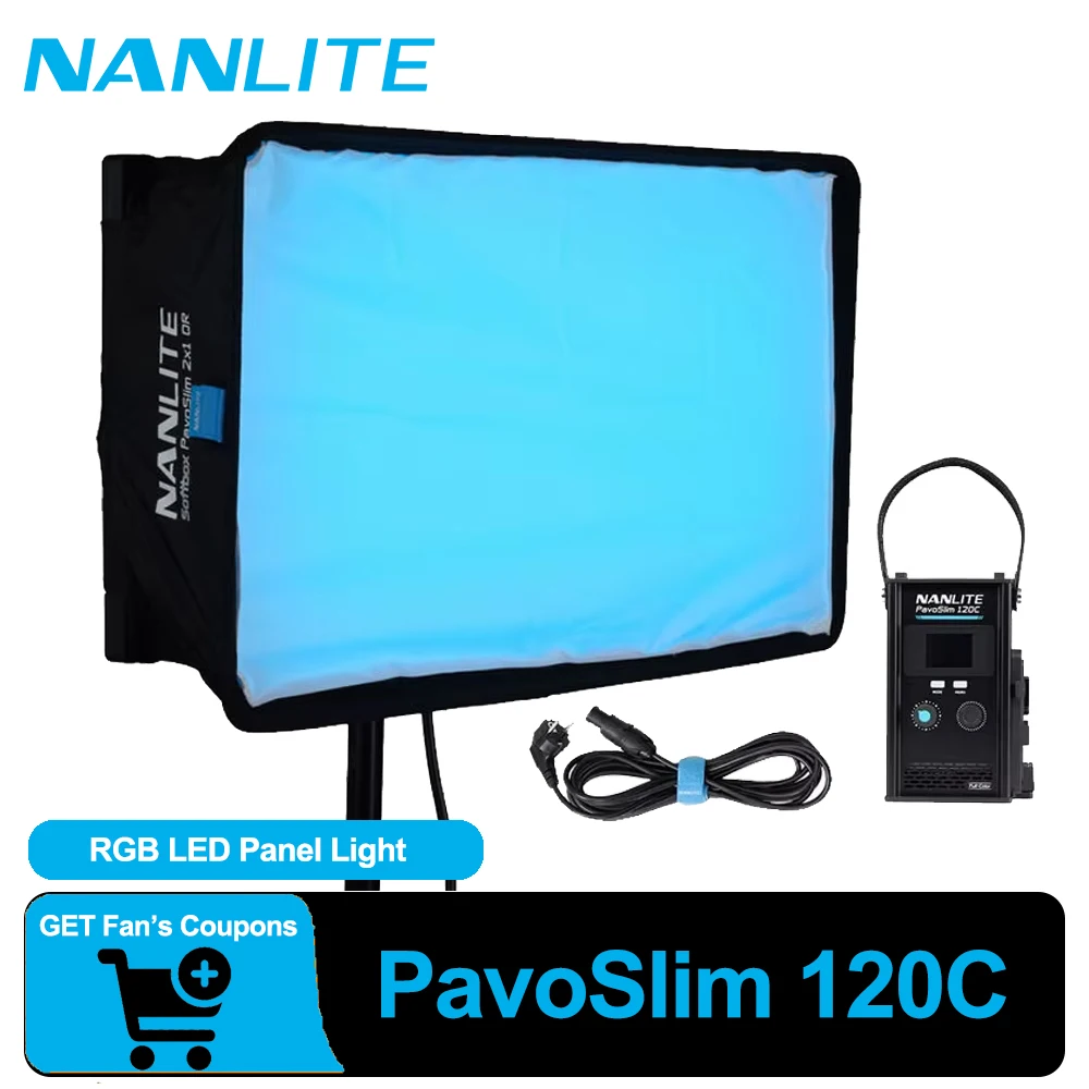 Nanlite PavoSlim 120C RGBWW LED Slim Panel Light 2700K-7500K Photography Outdoor Live Video Lighting Recording Panel Lamp