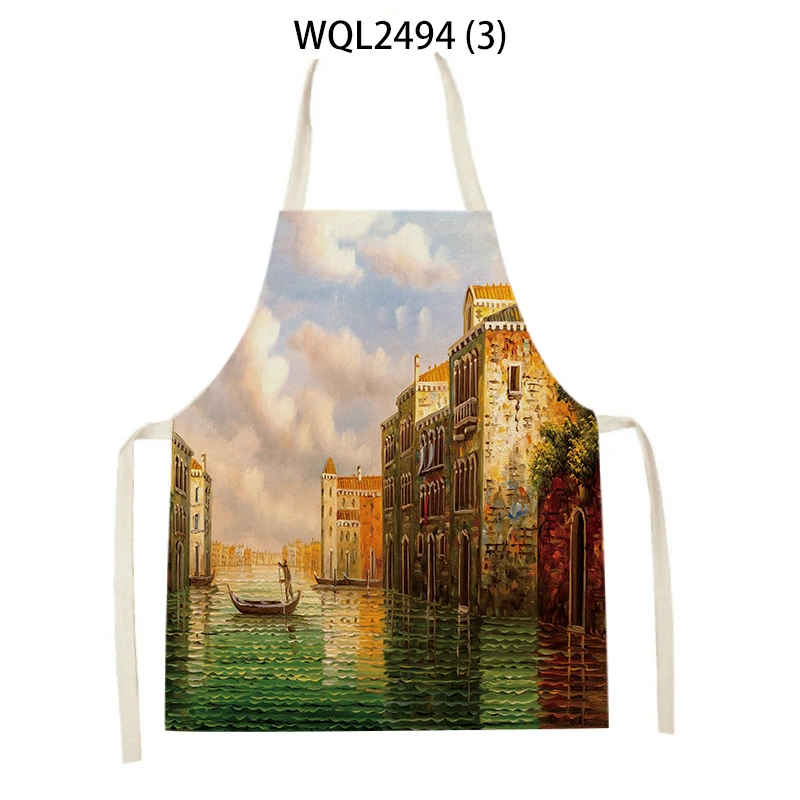 Kitchen Apron for Women Mountain Forest Scenery Adult Kids C