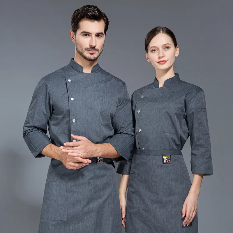 Chef Uniform ชายฤดูใบไม้ร่วงและฤดูหนาวห้องครัวเครื่องมือขนาดใหญ่ห้องครัวและโรงอาหารสตรีเบเกอรี่เสื้อผ้า Western