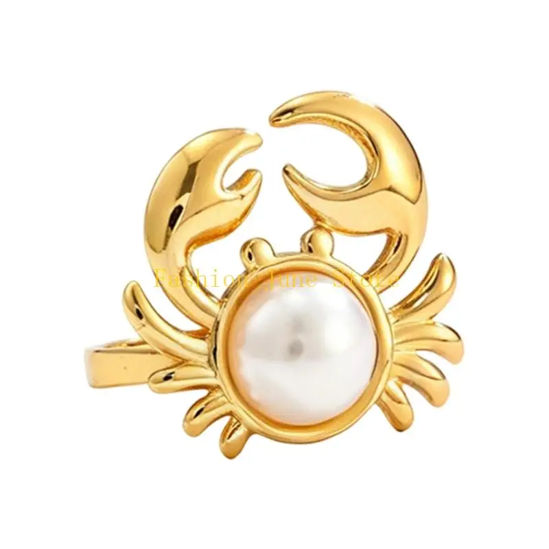N5KA Stylish Marine Life Themed Alloy Ring With Comfortable Fit Handmade Jewelry For Daily Wear