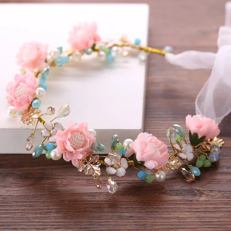 Crystal Pearl Hair Vine Headband Hairband For Women Bride Flower Bridal Wedding Hair Accessories Jewelry Band Headband Tiara