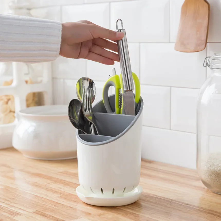 Cutlery Storage Holder Plastic Drainer Drain Containers Drying Rack Tableware Table Knife Spoon Fork Container Kitchen Tool