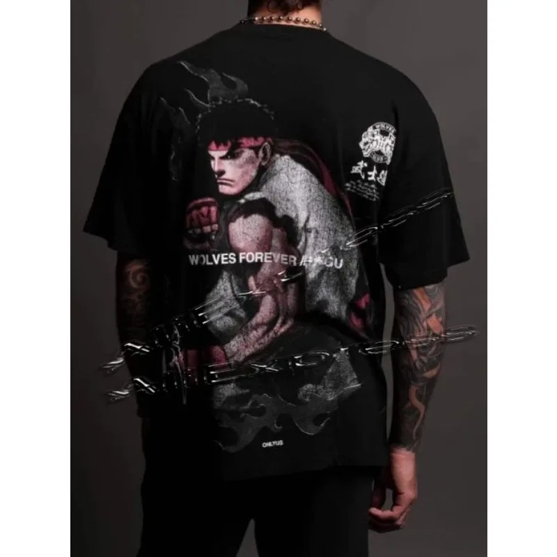 

Summer Wolf Head Boxing Emperor Men's Casual Hip Hop T-Shirt Short Sleeve Fitness Running Sportswear for Active Lifestyle