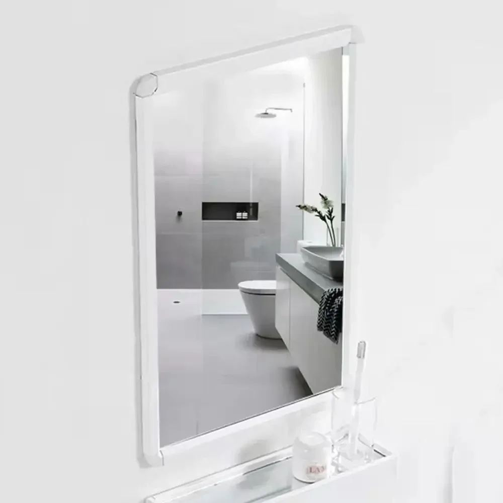 Rectangle Wall Hanging Mirror Metal Framed Black White Dressing Mirror Rounded Corner Wall-Mounted Makeup Mirrors Entryway