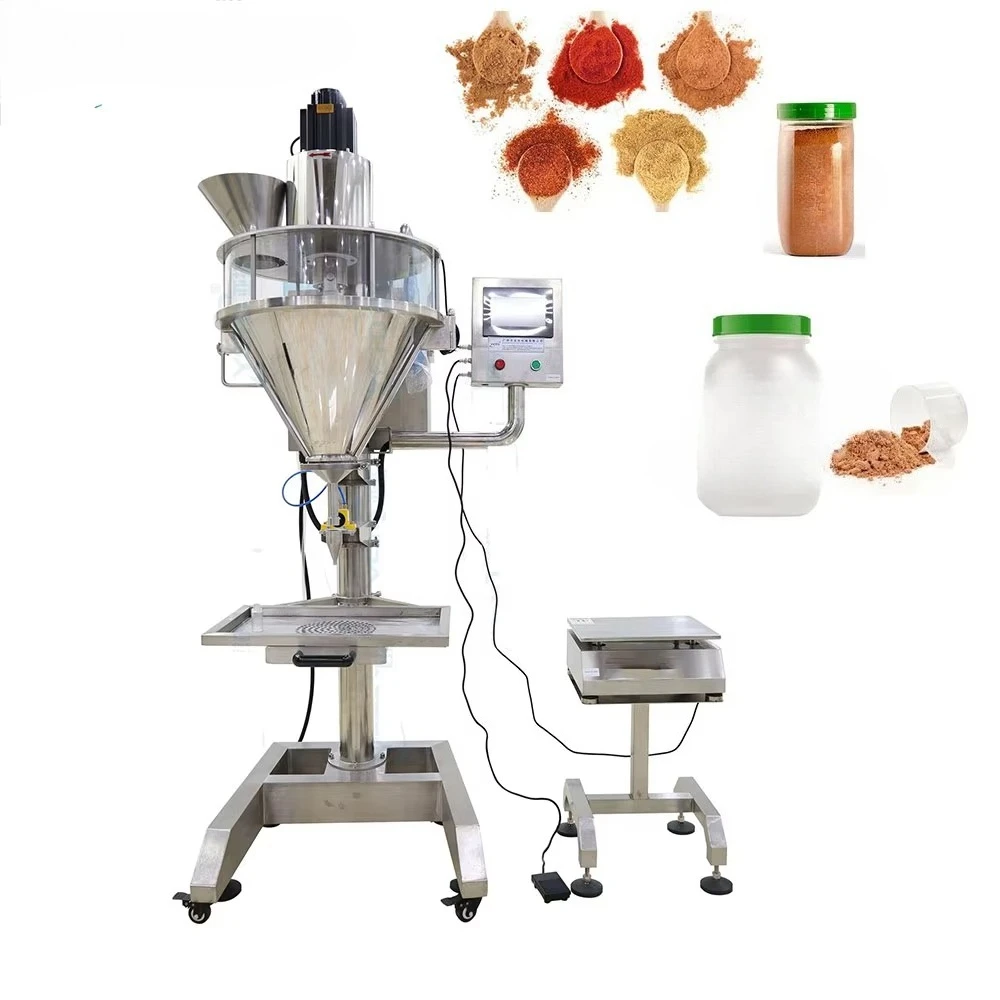 High Quality Semi Automatic Auger Screw Drive Matcha Coffee Powder Filling Machine for Plastic Glass Bottles Gear Core Component