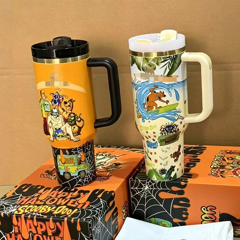 Nuevo y Popular Vaso Térmico Scoobys Doo, Vaso Térmico con Asa Grande para Estudiantes, Diseño Atractivo, Gran Capacidad, Vaso con Pajita, Regalos