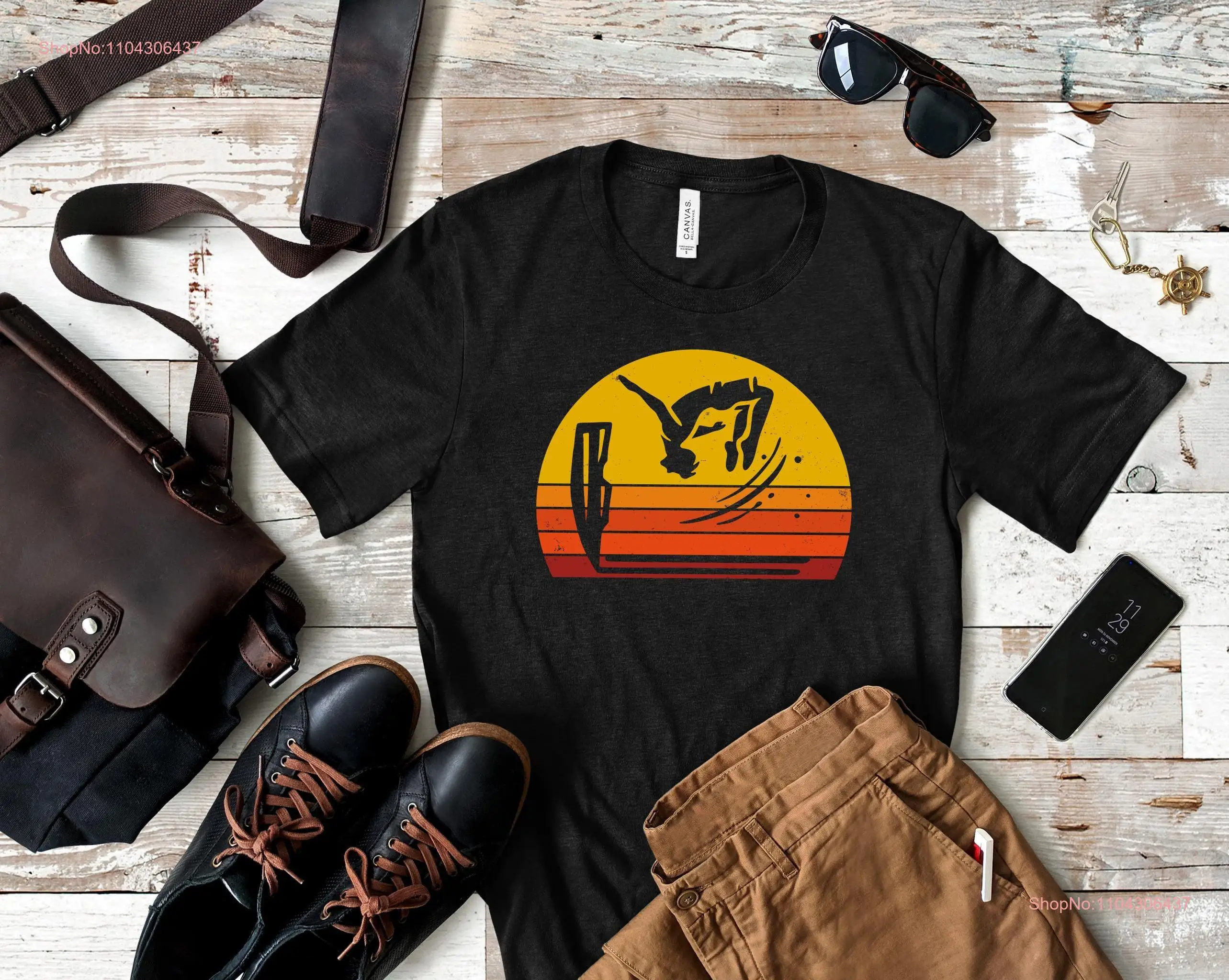 Retro Sunset Cliff Jumping T Shirt for Jumper Vintage Adventure Design Thrill Seeker Gainer Backflip