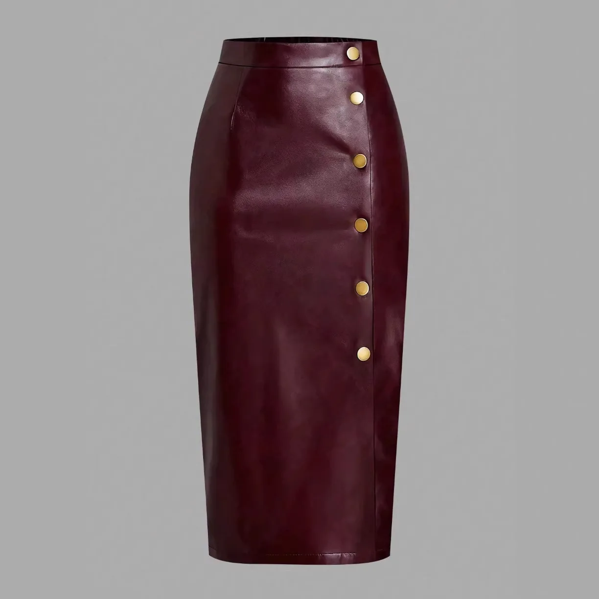 Ladies' Fashion High Waist PU Leather Skirts For Woman Skirt Leer Rokje