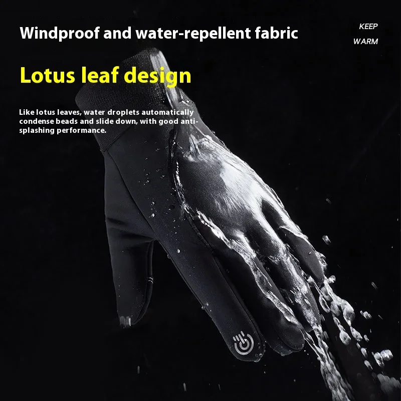 

Neutral Riding Gloves Outdoor Waterproof Gloves for Autumn and Winter Sports Touchscreen Warm and Plush Thick Fishing Gloves