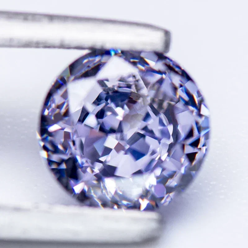 

Hot Sell Cubic Zirconia Wholesale No Certificate Crushed Ice Cut Round Shape Lavender Color Charms Beads Top for jewel making