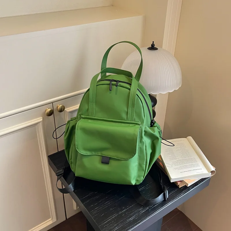 New Forest Style Solid Color Women Backpack Simple Fashion Leisure Lightweight Student Small Backpack Personalized Bag