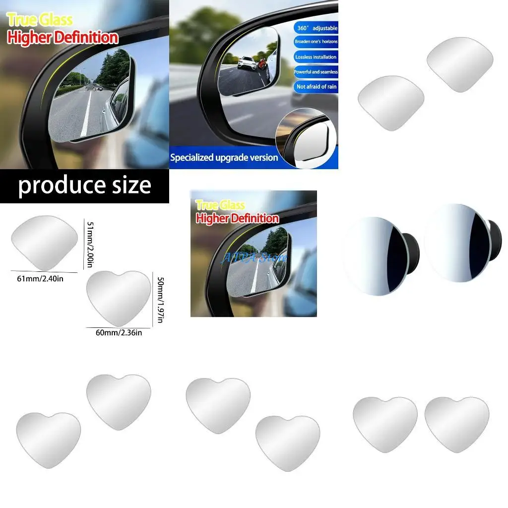 

U13C 2pcs Wide Heart Mirrors Spots Remover Glass Multiple Styles for Option
