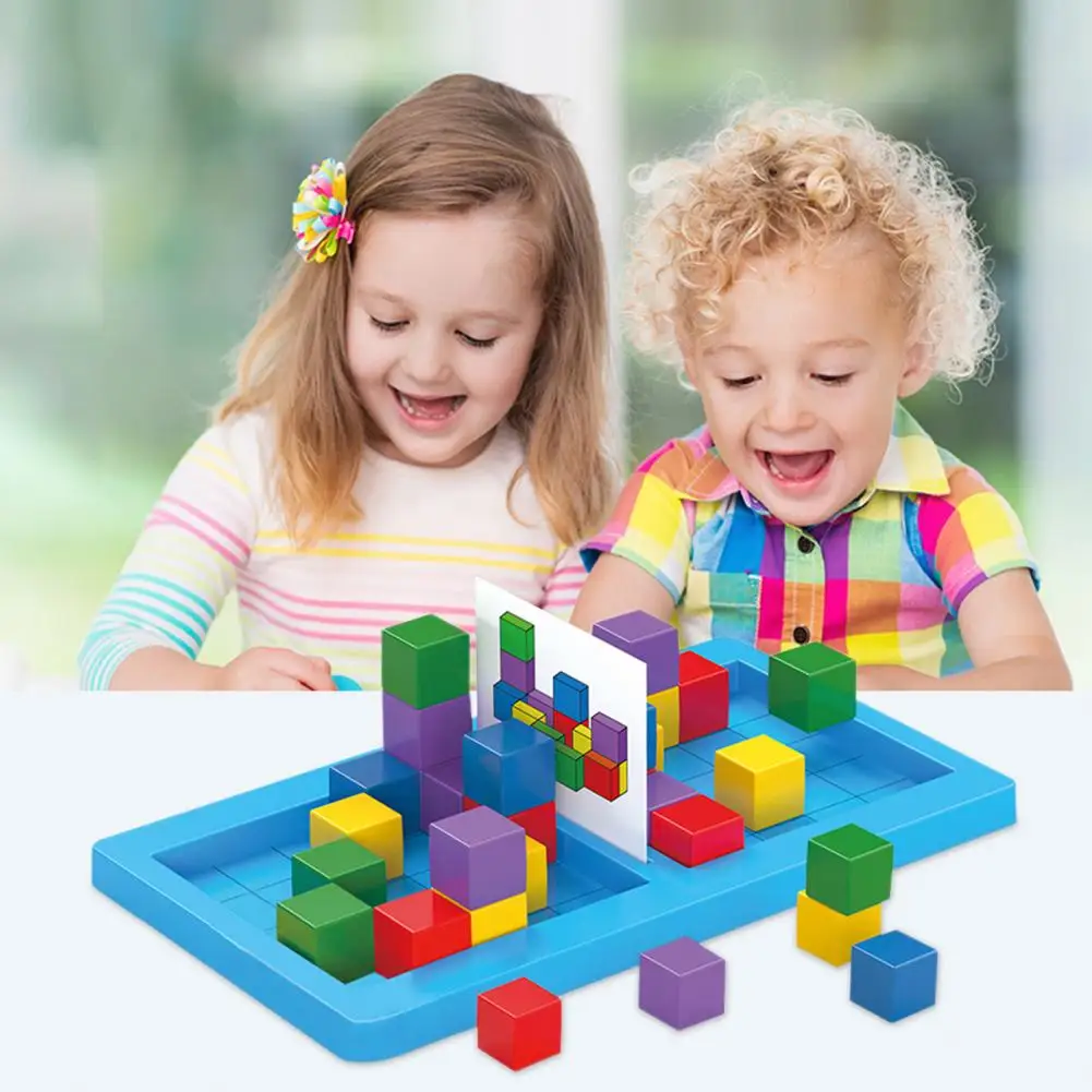 Two-player Block Matching Game Kids Cube Building Block Game Parent-child Geometric Cube Stacking Game for Kids for Boys