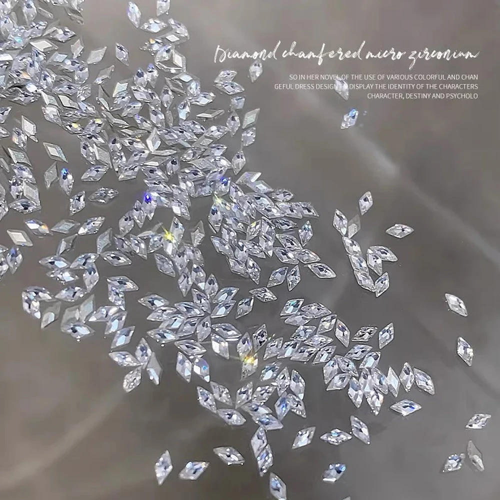 100/200 Stück Mini Nail Art Zubehör 5A Funkelnde Raute Zirkon Nail Art Strass Charms 1,5*3mm Schneeflocke Muster Nagel Dekor – Detail 9