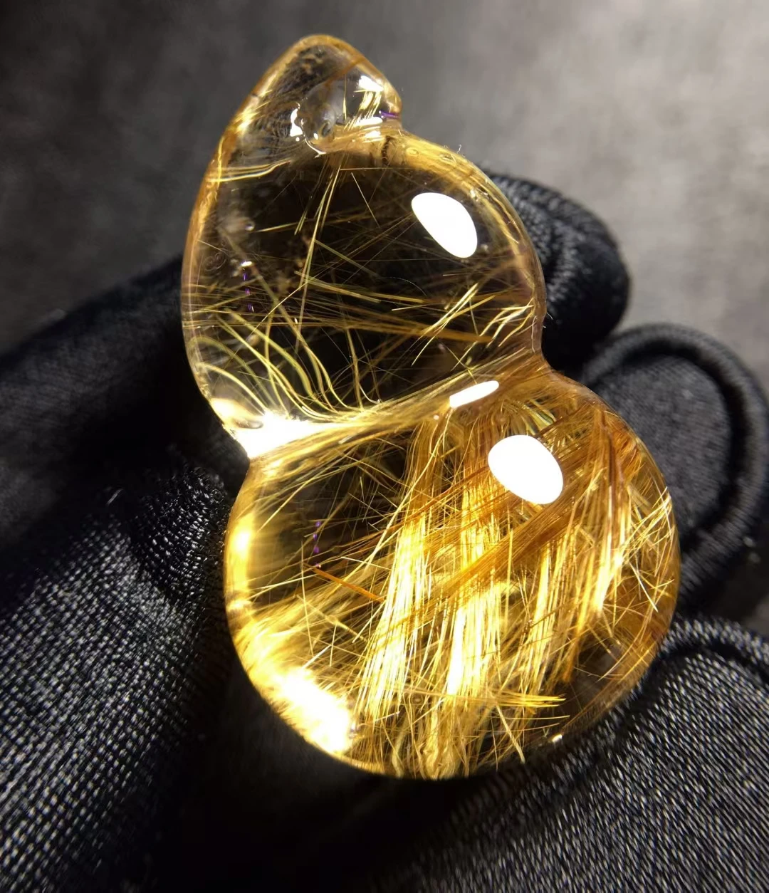 

Natural Gold Rutilated Quartz Flower Pendant Necklace Jewelry 33.8*20.7*17.7mm Gourd Rutilated Women Men AAAAAAA