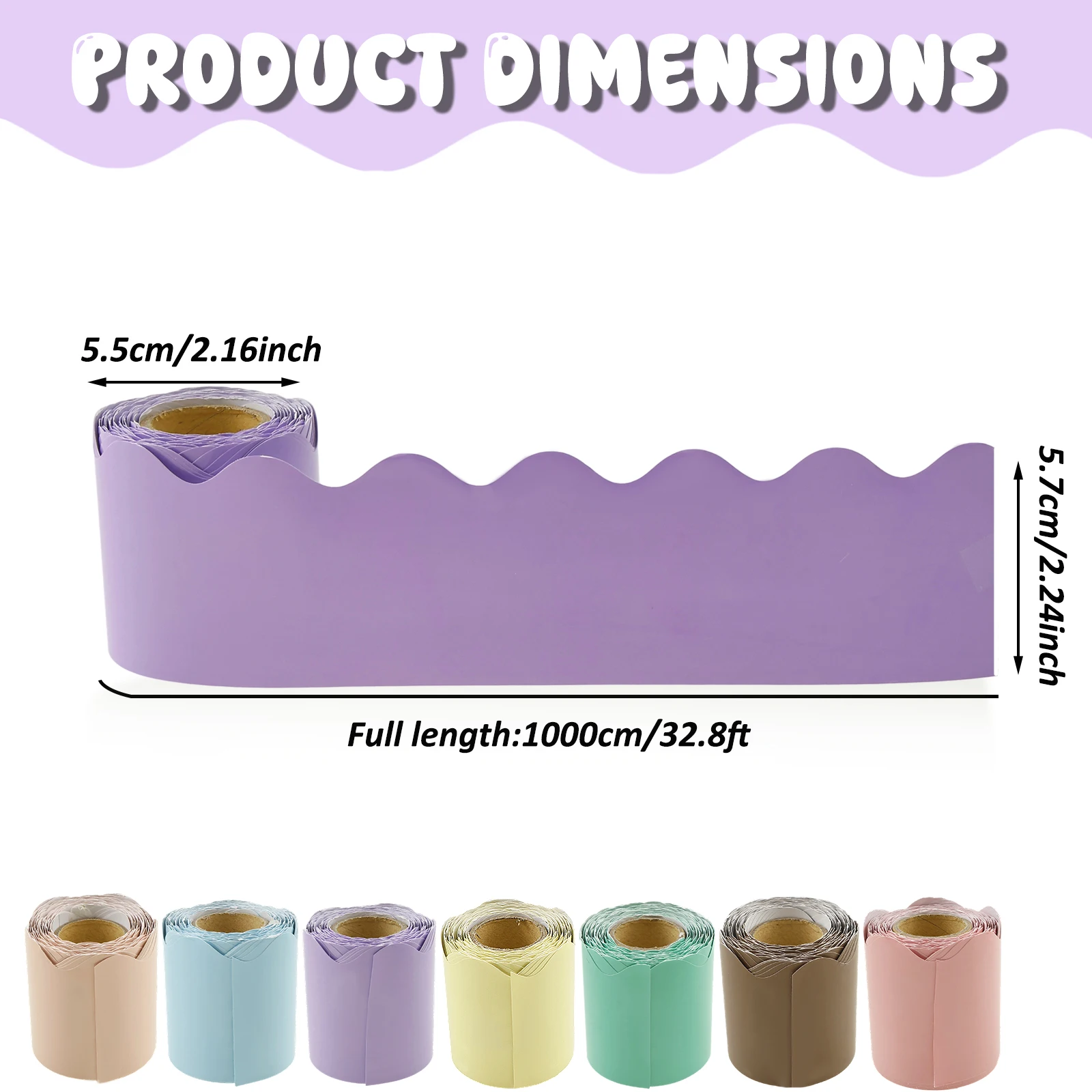 6/8 لفات لوحة إعلانات الفصول الدراسية ملصق الحدود ملصق ملون متموج حافة ورقة حفلة المنزل لتقوم بها بنفسك لوحة إعلانات الجدار الديكور 10 متر