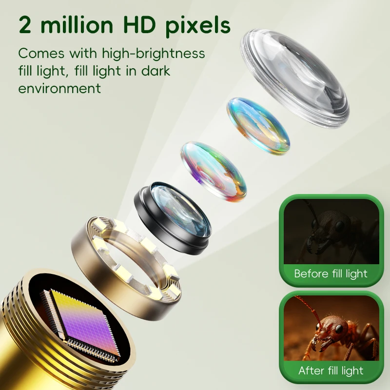 OEM/ODM G21 8.5mm Pocket-Sized Endoscope 1m Flexible Cable 2.4-inch Color IPS Display 2MP Analog Camera for Children USB Data