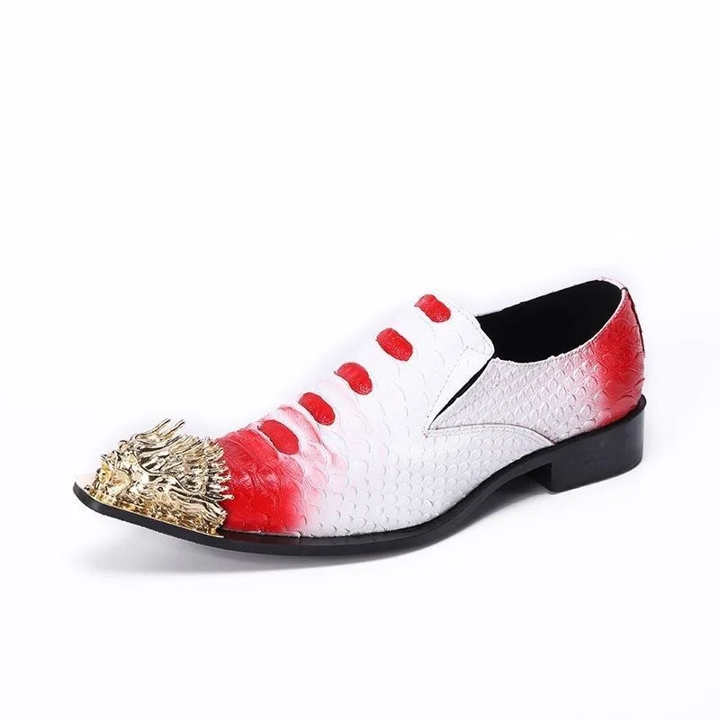 Men's Shoes Fashion Trendy Shoes Genuine Leather Pointed Iron Head Men's Casual Leather Shoes Personalized Nightclub Hairstylist