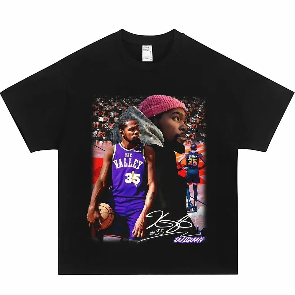 Camiseta de baloncesto Kevin Durant para hombre y mujer, de algodón puro, de manga corta, estilo llamativo, icónico, moderno, informal