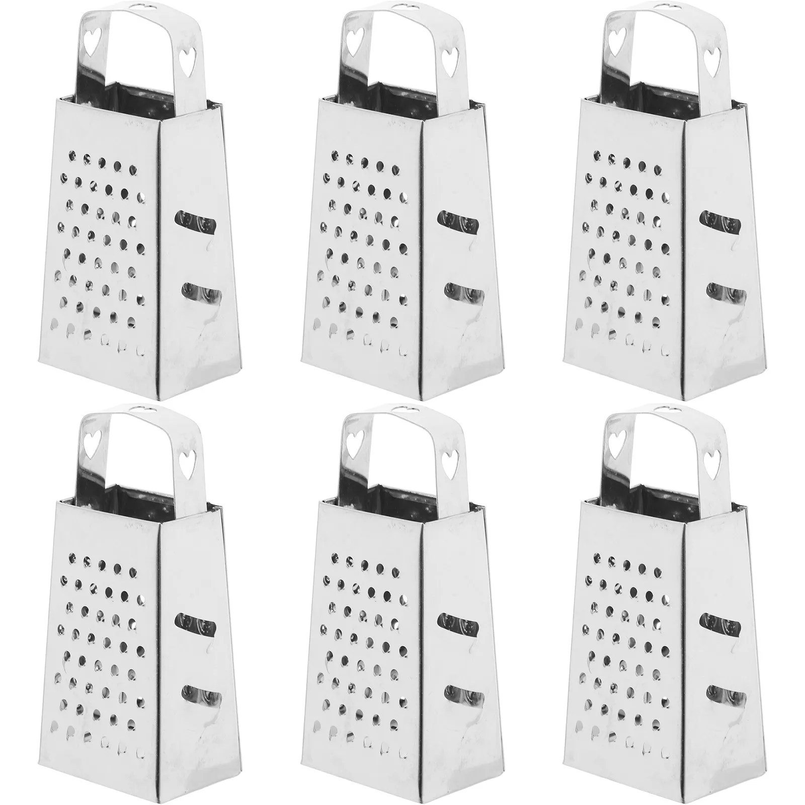 6Pcs Mini Stainless Steel Cheese Grater Four-Sided Kitchen Gadget for Fine Coarse Grating Slicing Shredding Vegetables Fruits